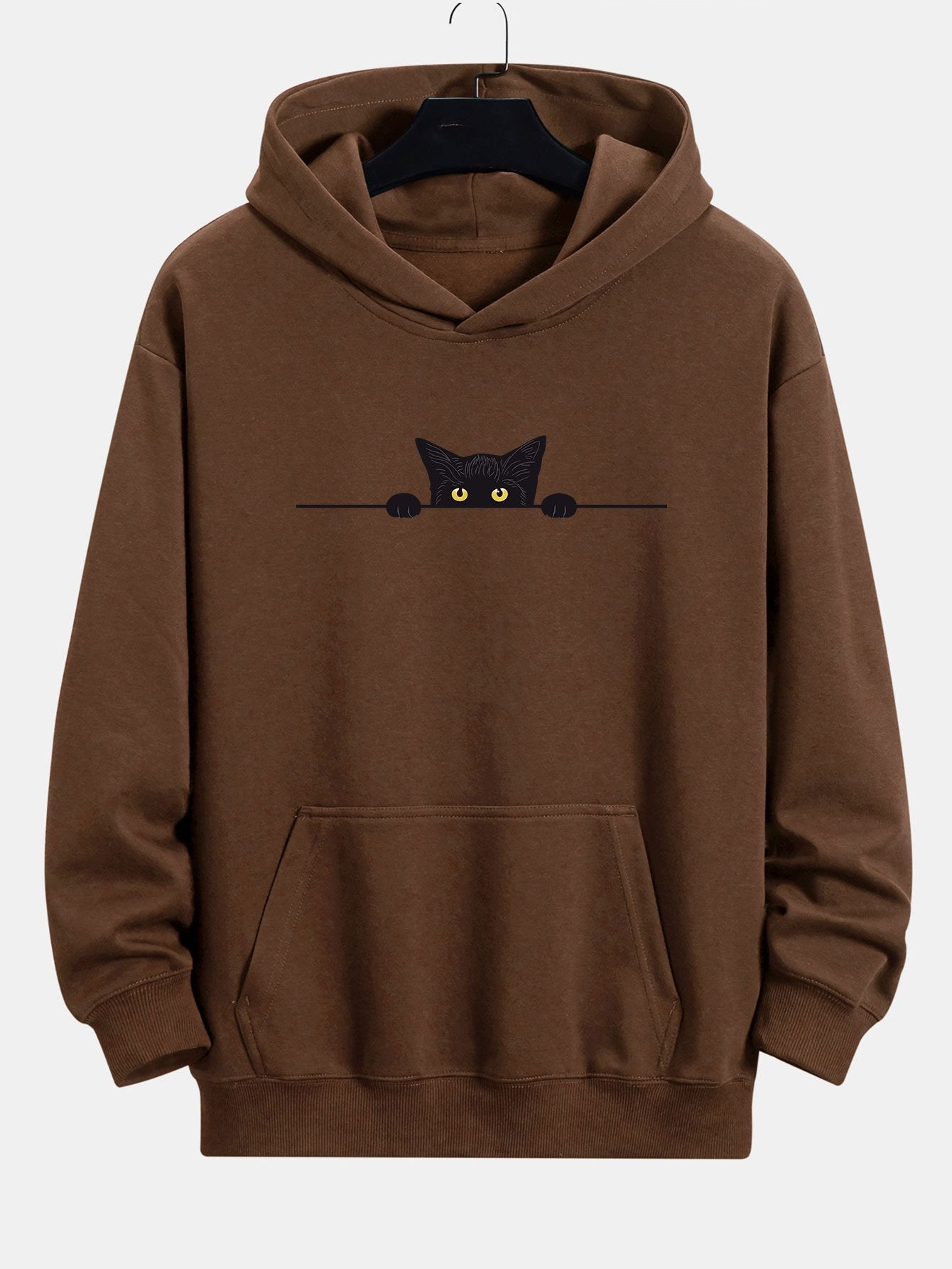 Black Cat Print Relax Fit Hoodie