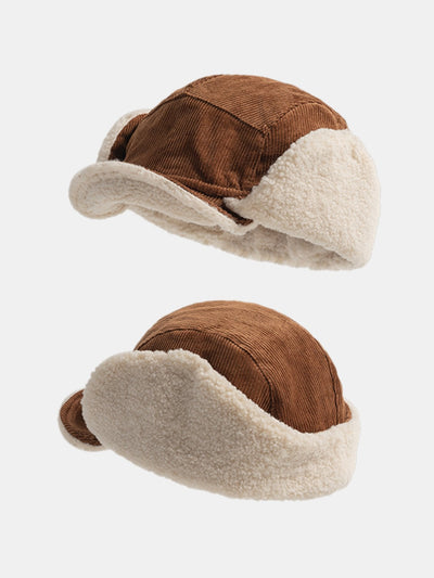 Retro Earflaps Corduroy Baseball Cap
