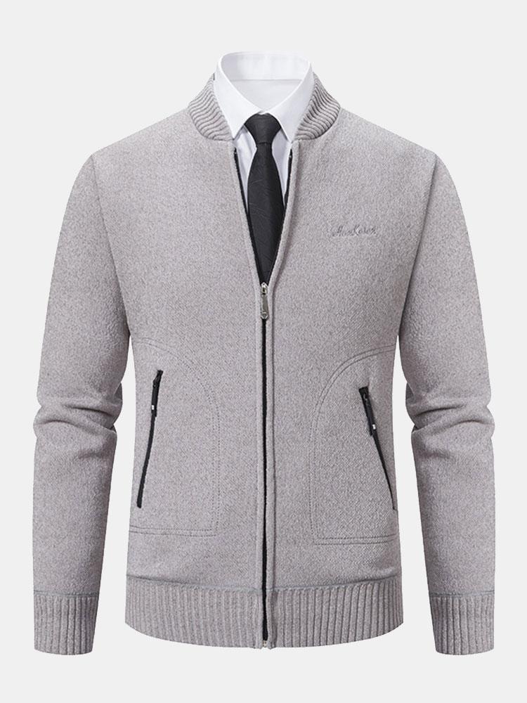 Zip Up Baseball Collar Sweater