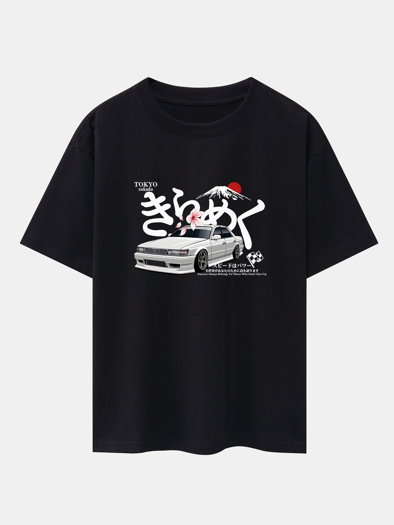 Tokyo Mt. Fuji Car Print Drop Shoulder Oversize T-Shirt