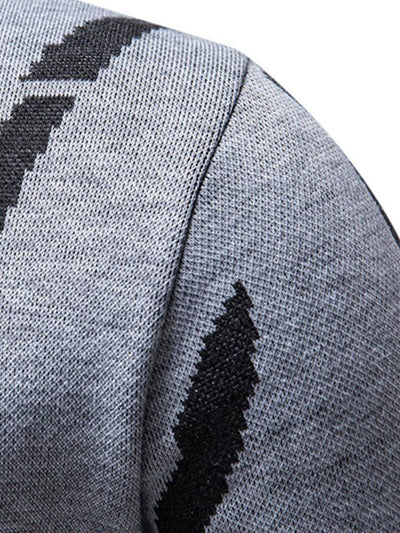 Abstract Print Mock Neck Sweater