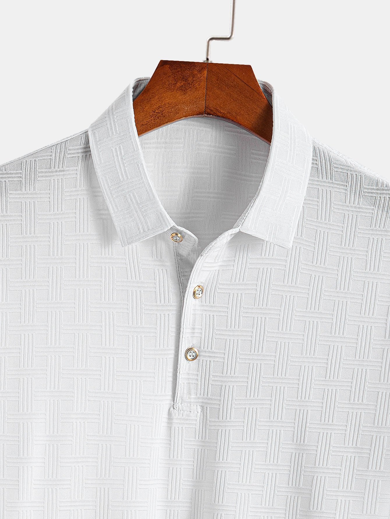 Short Sleeve Knitted Textured Polo