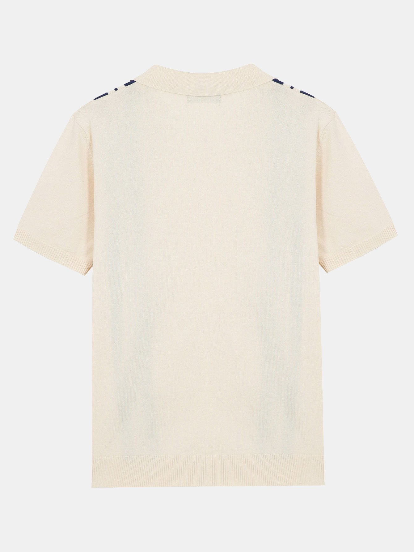 Striped Johnny Collar Sweater Polo