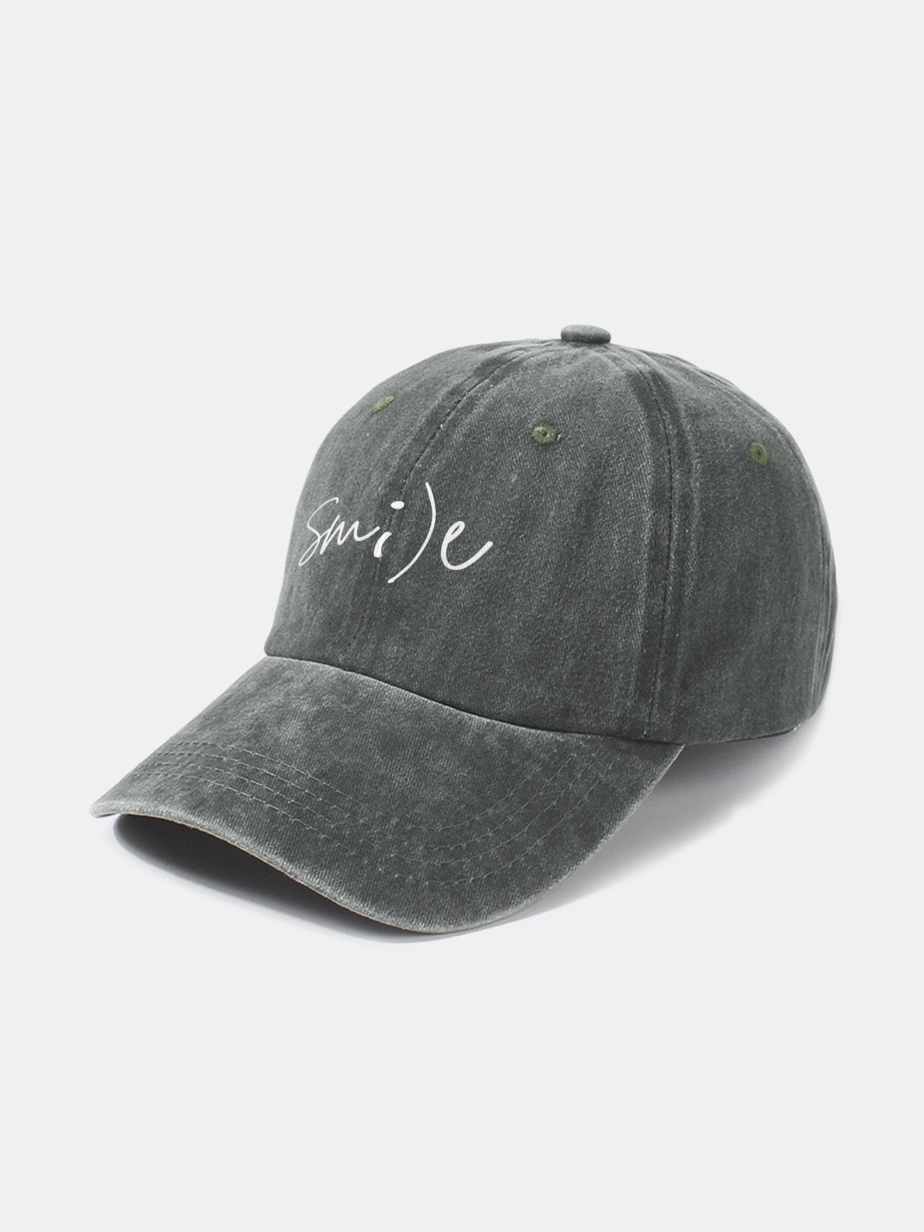 Keep Smiling Letter Casual Versatile Washed Cotton Baseball Cap