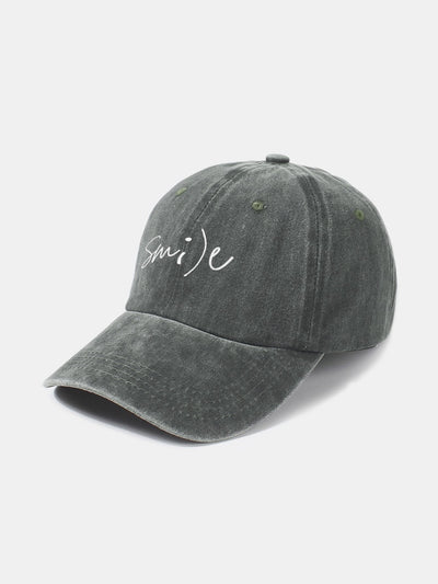 Keep Smiling Letter Casual Versatile Washed Cotton Baseball Cap