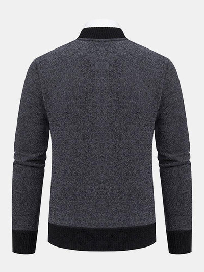 Elk Embroidered Contrast Baseball Collar Sweater