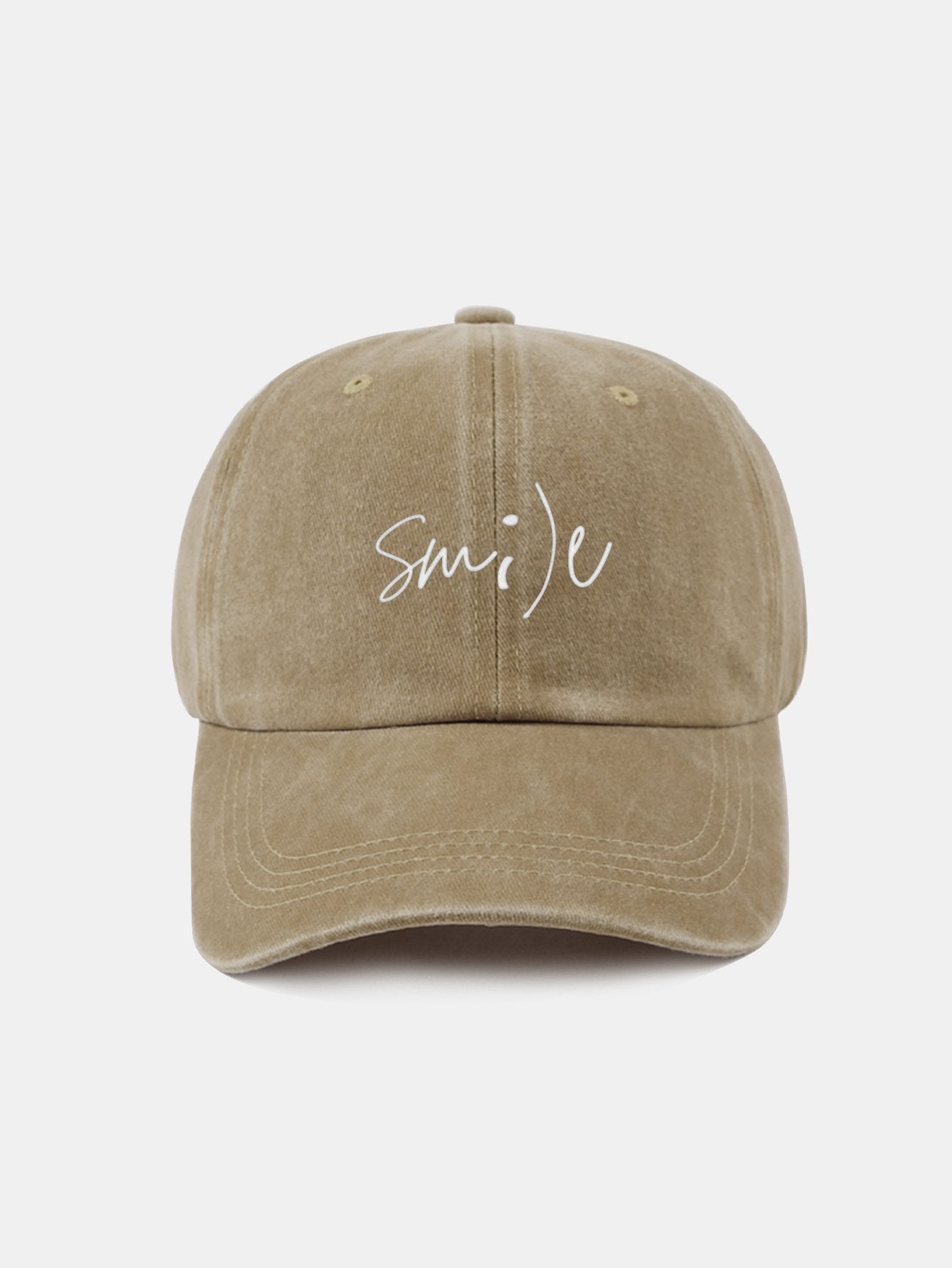 Keep Smiling Letter Casual Versatile Washed Cotton Baseball Cap