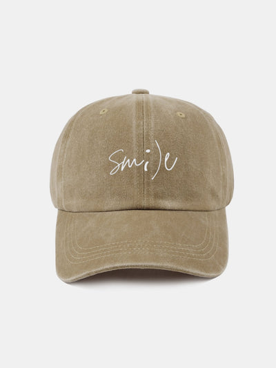 Keep Smiling Letter Casual Versatile Washed Cotton Baseball Cap