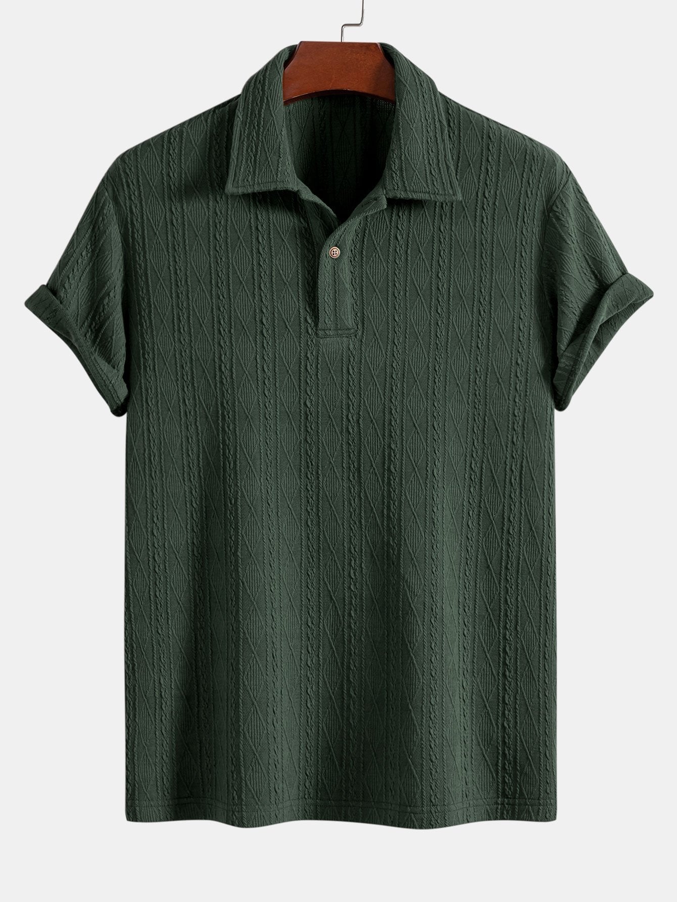 Knitted Rhombus Geometric Jacquard Polo