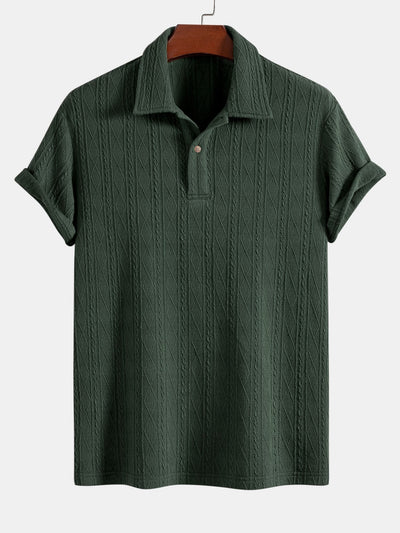 Knitted Rhombus Geometric Jacquard Polo