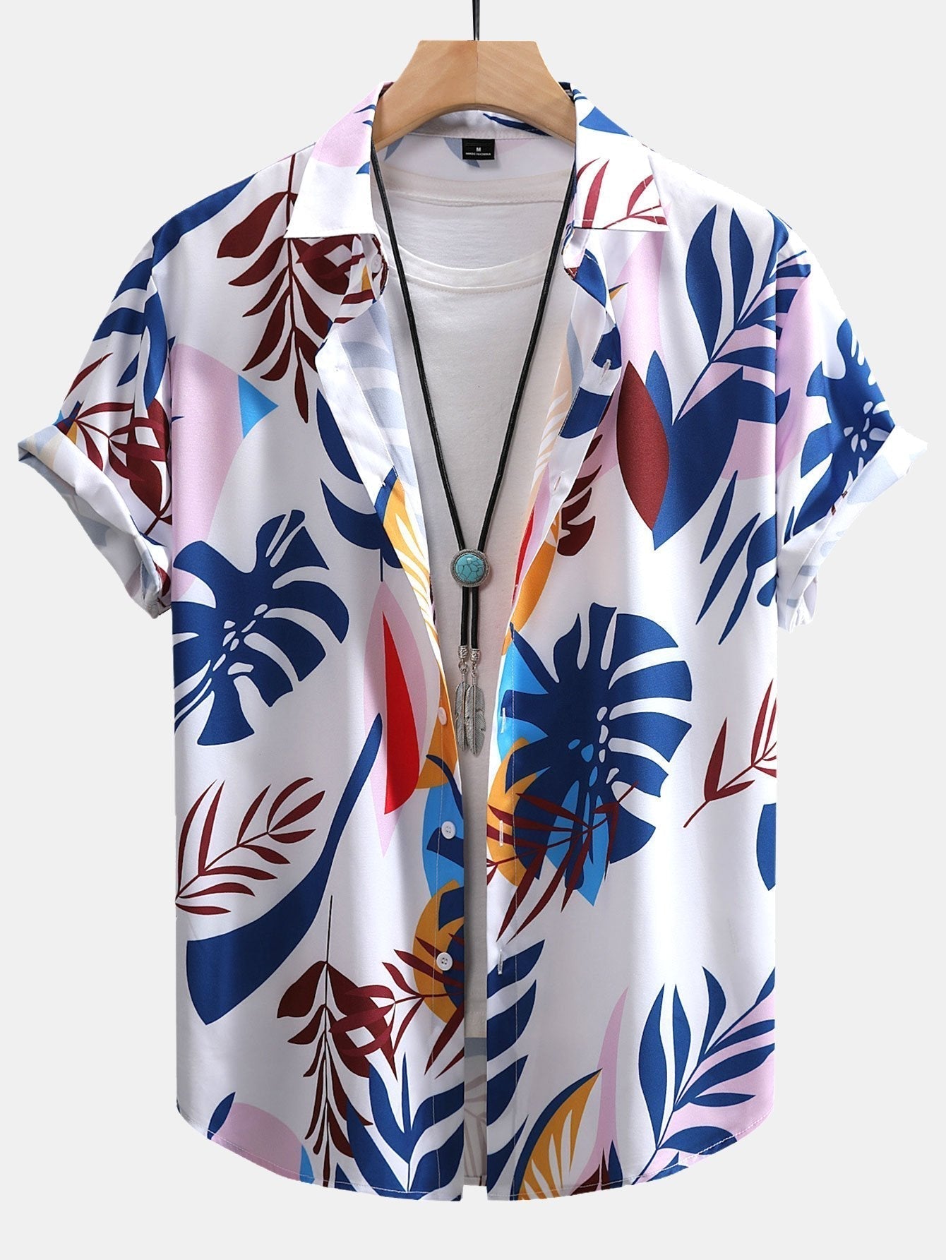 Colorful Leaf Print Button Up Shirt
