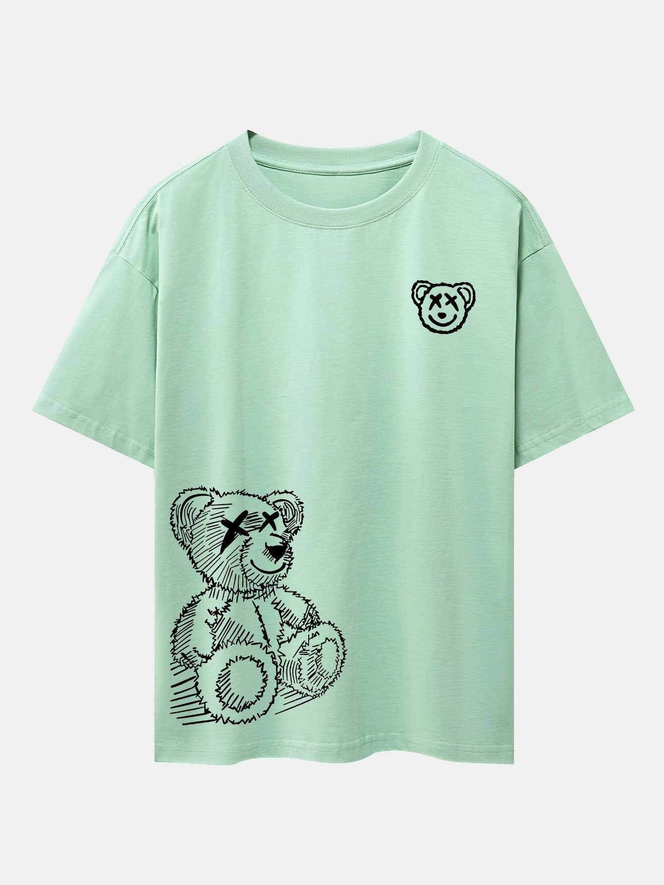 Cartoon Bear Print Drop Shoulder Oversize T-Shirt