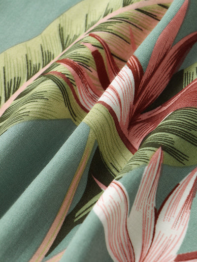 Oil Print Leaf Short Sleeve Shirts